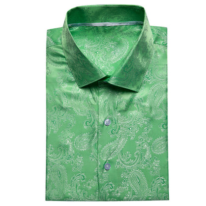 Fluorescent Green Paisley Silk Dress Shirt shirt    - Sophisticated Gentlemen