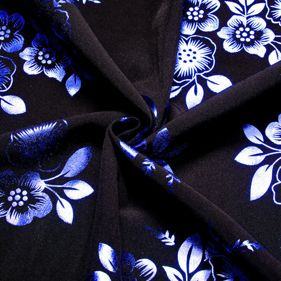 Black Blue Floral Silk Dress Shirt shirt    - Sophisticated Gentlemen