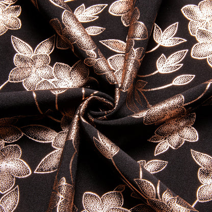 Black With Pink Floral Silk Dress Shirt shirt    - Sophisticated Gentlemen