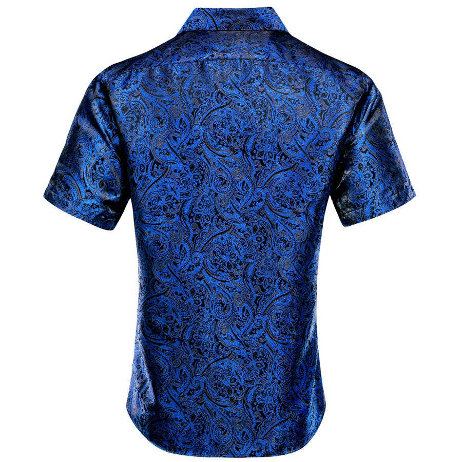 Deep Blue Paisley Silk Dress Shirt shirt    - Sophisticated Gentlemen