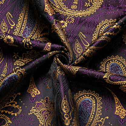 Purple Golden Paisley Silk Dress Shirt shirt    - Sophisticated Gentlemen