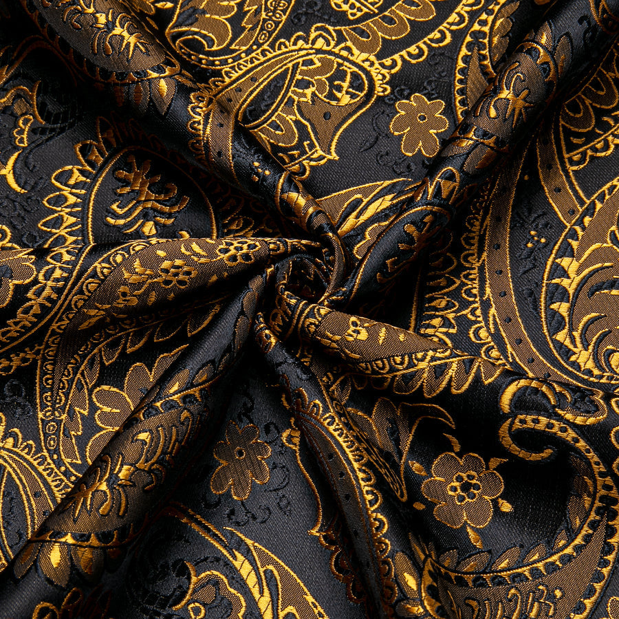 Black Golden Paisley Silk Dress Shirt shirt    - Sophisticated Gentlemen