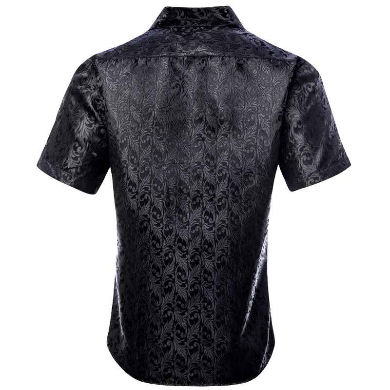 Gray Floral Silk Dress Shirt shirt    - Sophisticated Gentlemen