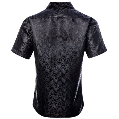 Gray Floral Silk Dress Shirt shirt    - Sophisticated Gentlemen