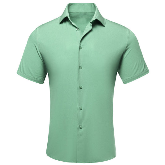 Mint Green Solid Dress Shirt shirt S   - Sophisticated Gentlemen