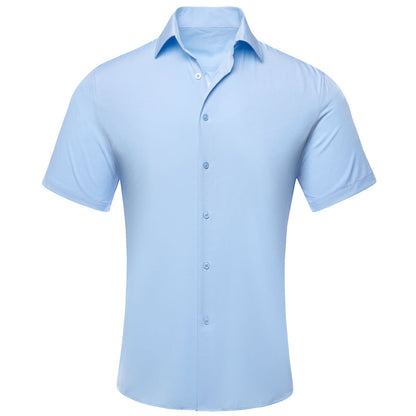 Sky Blue Solid Dress Shirt shirt S   - Sophisticated Gentlemen