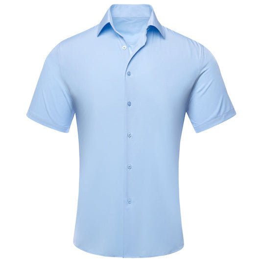 Sky Blue Solid Dress Shirt shirt S   - Sophisticated Gentlemen
