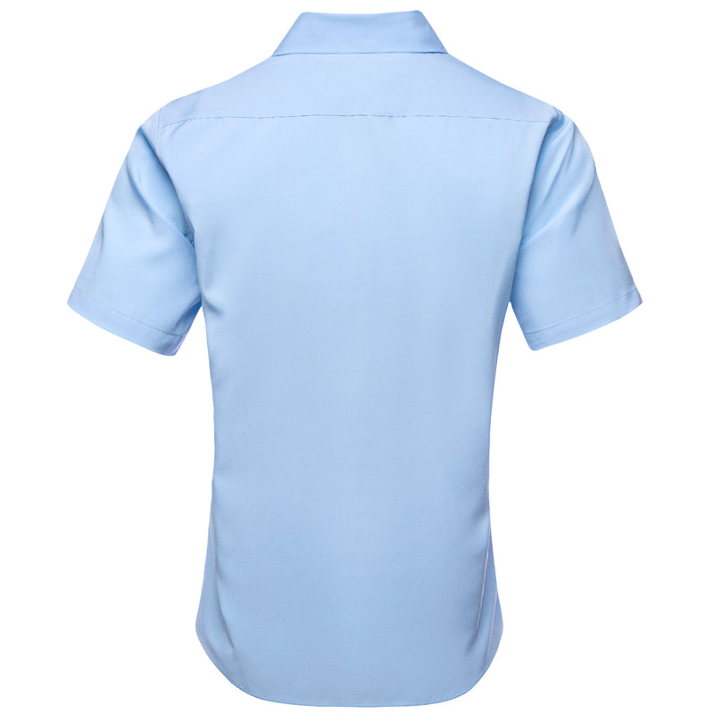Sky Blue Solid Dress Shirt shirt    - Sophisticated Gentlemen