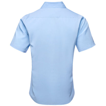 Sky Blue Solid Dress Shirt shirt    - Sophisticated Gentlemen