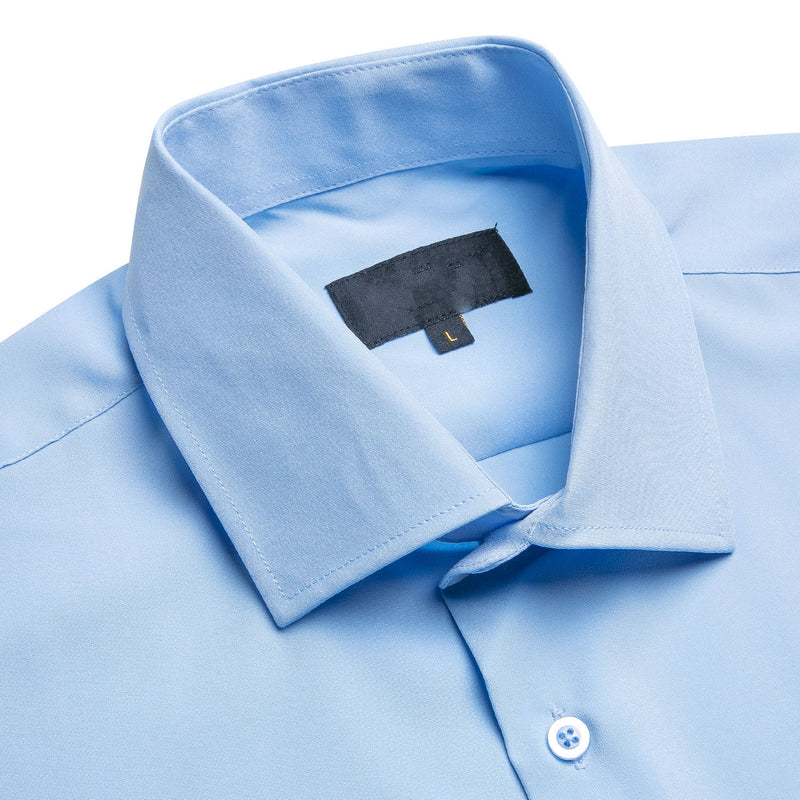 Sky Blue Solid Dress Shirt shirt    - Sophisticated Gentlemen