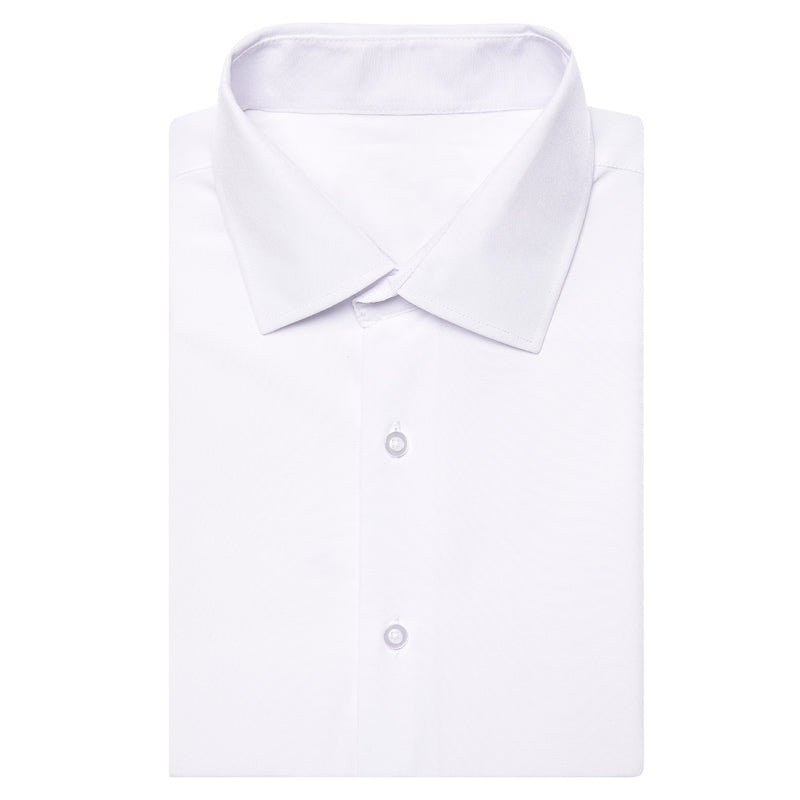White Solid Dress Shirt shirt    - Sophisticated Gentlemen