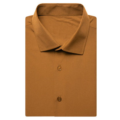 Brown Solid Dress Shirt shirt    - Sophisticated Gentlemen