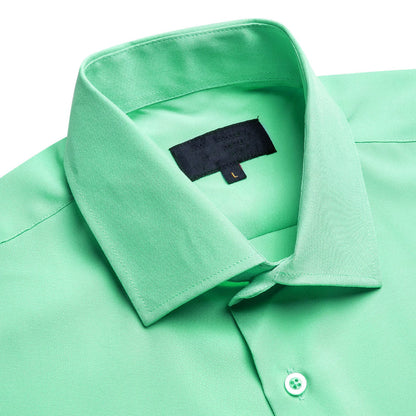 Green Solid Dress Shirt shirt    - Sophisticated Gentlemen