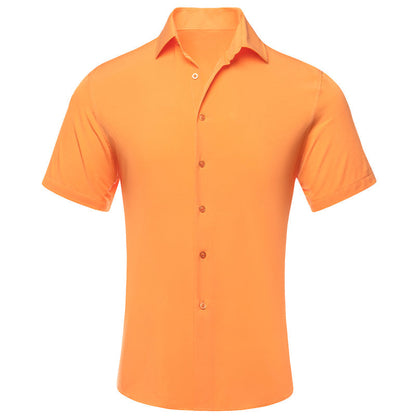 Orange Solid Dress Shirt shirt S   - Sophisticated Gentlemen