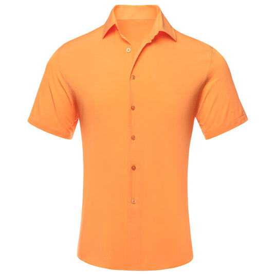 Orange Solid Dress Shirt shirt S   - Sophisticated Gentlemen