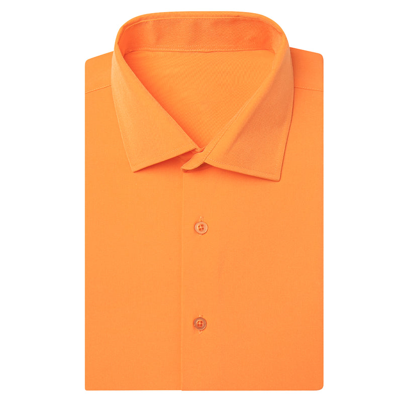 Orange Solid Dress Shirt shirt    - Sophisticated Gentlemen