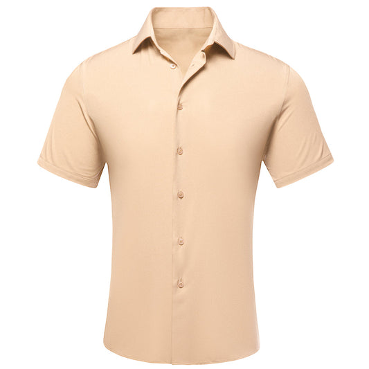 Champagne Solid Men's Dress Shirt shirt S   - Sophisticated Gentlemen