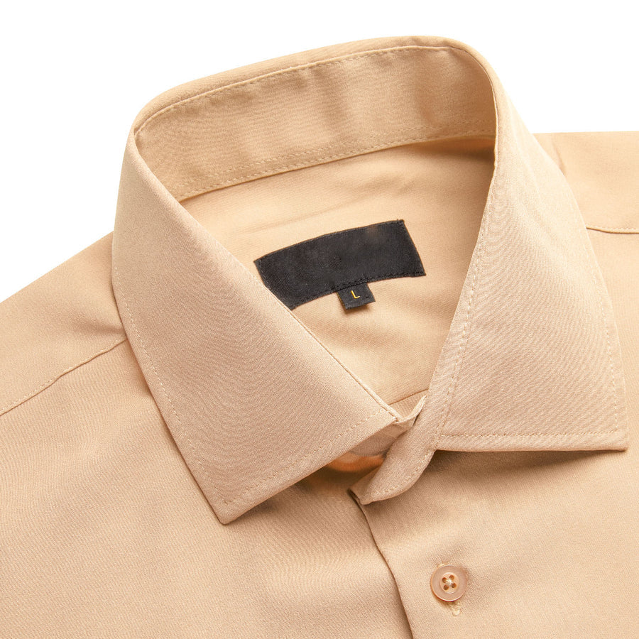 Champagne Solid Men's Dress Shirt shirt    - Sophisticated Gentlemen