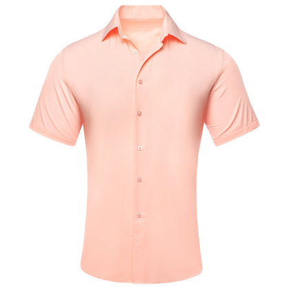 Cream Pink Solid Dress Shirt shirt S   - Sophisticated Gentlemen