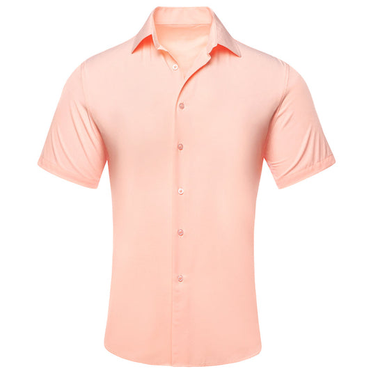 Cream Pink Solid Dress Shirt shirt S   - Sophisticated Gentlemen