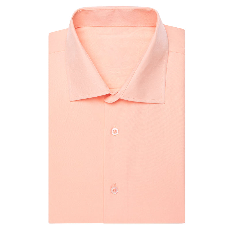 Cream Pink Solid Dress Shirt shirt    - Sophisticated Gentlemen