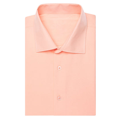 Cream Pink Solid Dress Shirt shirt    - Sophisticated Gentlemen