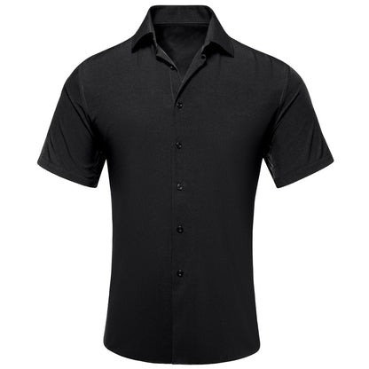 Black Solid Men's Dress Shirt shirt S   - Sophisticated Gentlemen