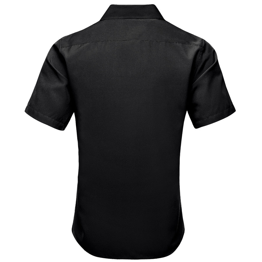 Black Solid Men's Dress Shirt shirt    - Sophisticated Gentlemen