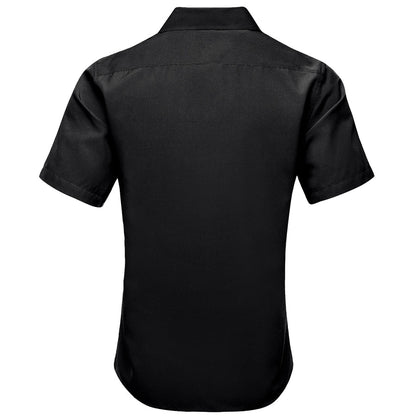 Black Solid Men's Dress Shirt shirt    - Sophisticated Gentlemen