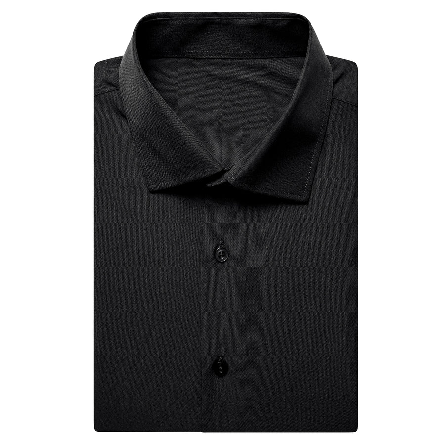 Black Solid Men's Dress Shirt shirt    - Sophisticated Gentlemen