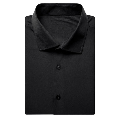 Black Solid Men's Dress Shirt shirt    - Sophisticated Gentlemen