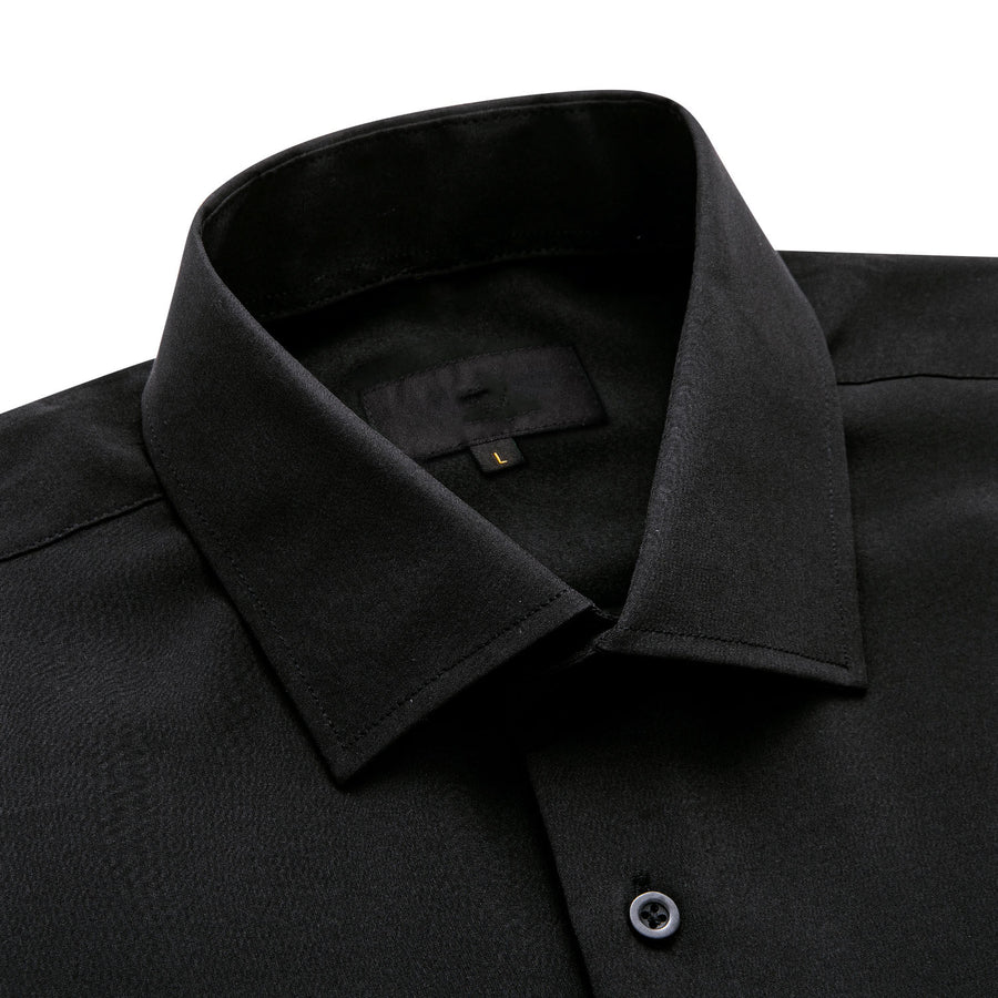 Black Solid Men's Dress Shirt shirt    - Sophisticated Gentlemen