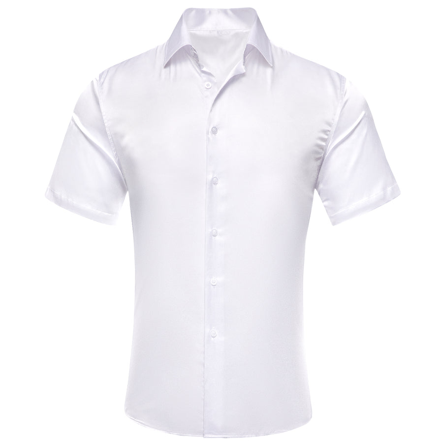White Solid Satin Dress Shirt shirt S   - Sophisticated Gentlemen