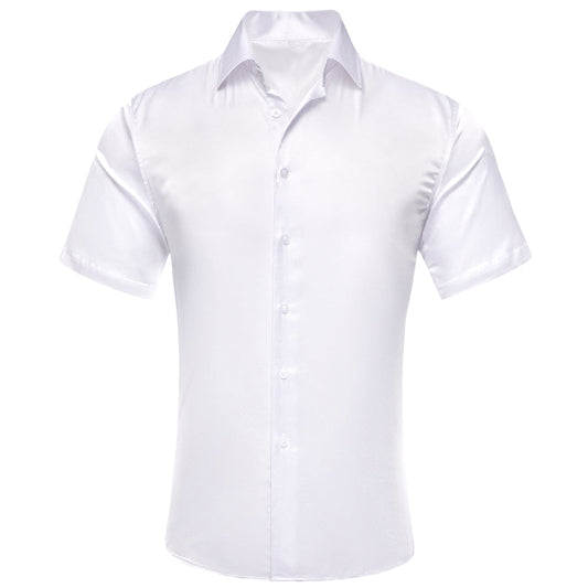 White Solid Satin Dress Shirt shirt S   - Sophisticated Gentlemen