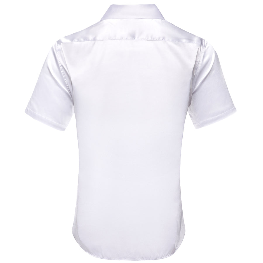 White Solid Satin Dress Shirt shirt    - Sophisticated Gentlemen