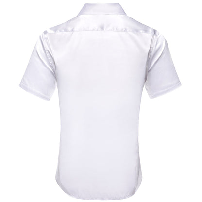 White Solid Satin Dress Shirt shirt    - Sophisticated Gentlemen