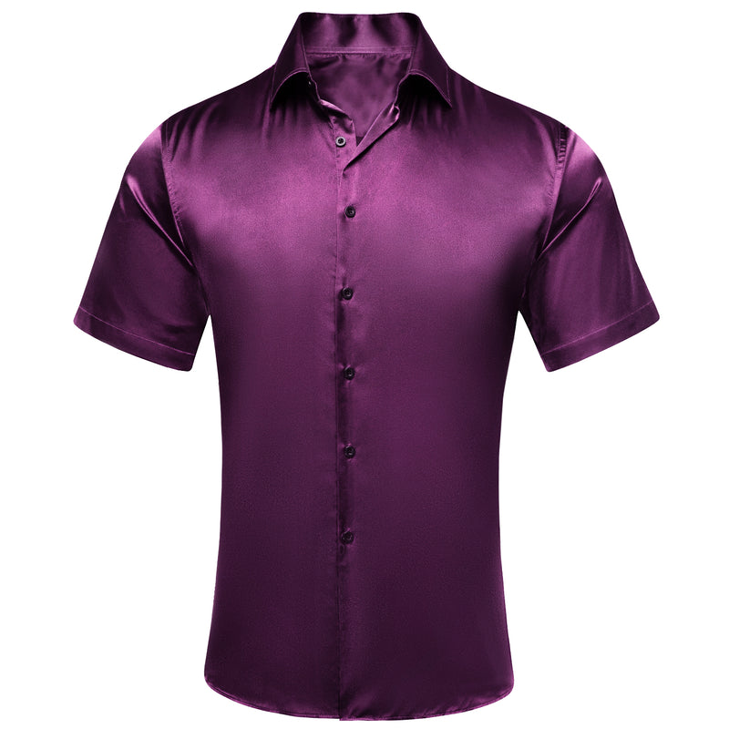 Deep Purple Solid Satin Dress Shirt shirt S   - Sophisticated Gentlemen