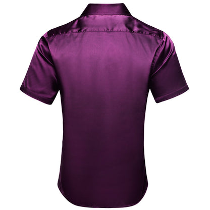 Deep Purple Solid Satin Dress Shirt shirt    - Sophisticated Gentlemen