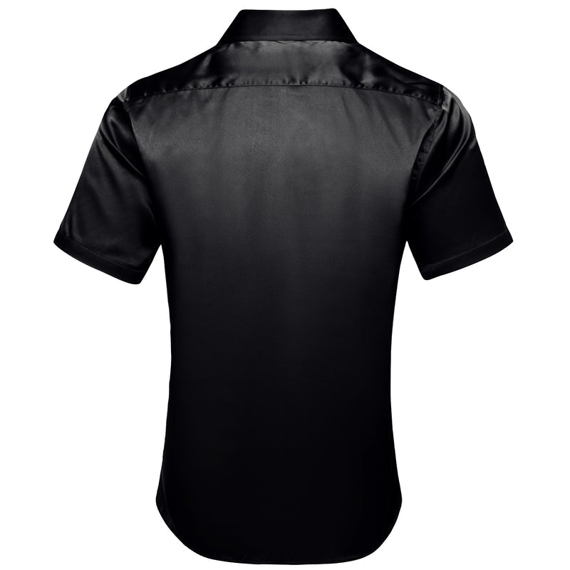 Black Solid Satin Dress Shirt shirt    - Sophisticated Gentlemen