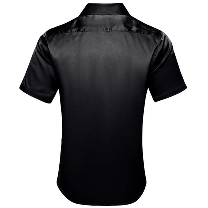 Black Solid Satin Dress Shirt shirt    - Sophisticated Gentlemen