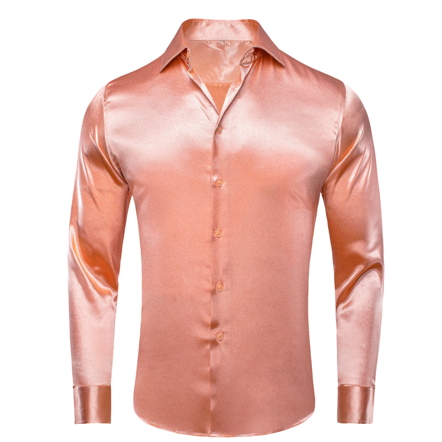 Pink Solid Silk Dress Shirt shirt S   - Sophisticated Gentlemen