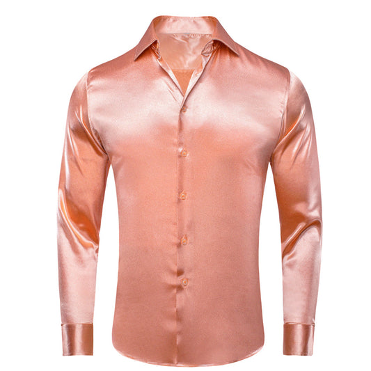 Pink Solid Silk Dress Shirt shirt S   - Sophisticated Gentlemen
