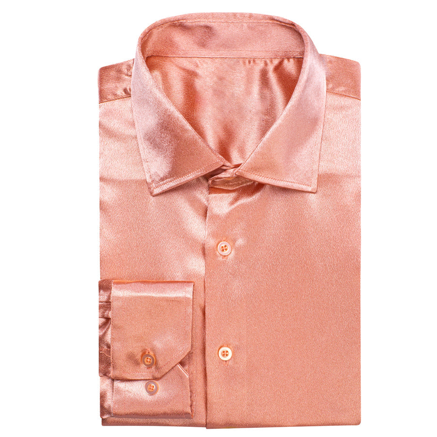 Pink Solid Silk Dress Shirt shirt    - Sophisticated Gentlemen