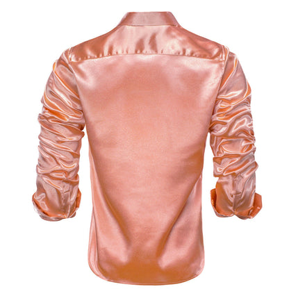 Pink Solid Silk Dress Shirt shirt    - Sophisticated Gentlemen