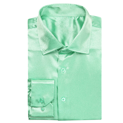 Mint Green Solid Silk Dress Shirt shirt    - Sophisticated Gentlemen
