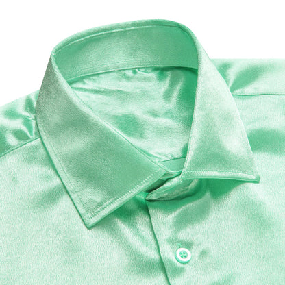 Mint Green Solid Silk Dress Shirt shirt    - Sophisticated Gentlemen