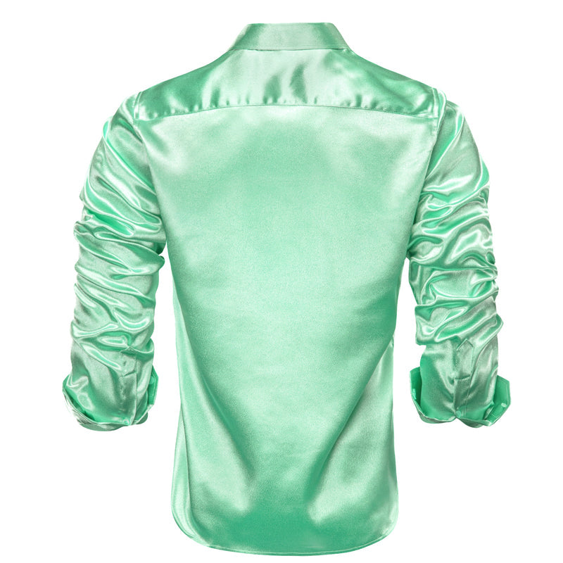 Mint Green Solid Silk Dress Shirt shirt    - Sophisticated Gentlemen