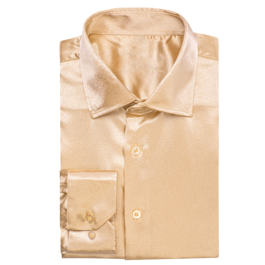 Champagne Solid Silk Dress Shirt shirt    - Sophisticated Gentlemen