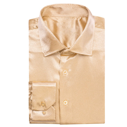 Champagne Solid Silk Dress Shirt shirt    - Sophisticated Gentlemen