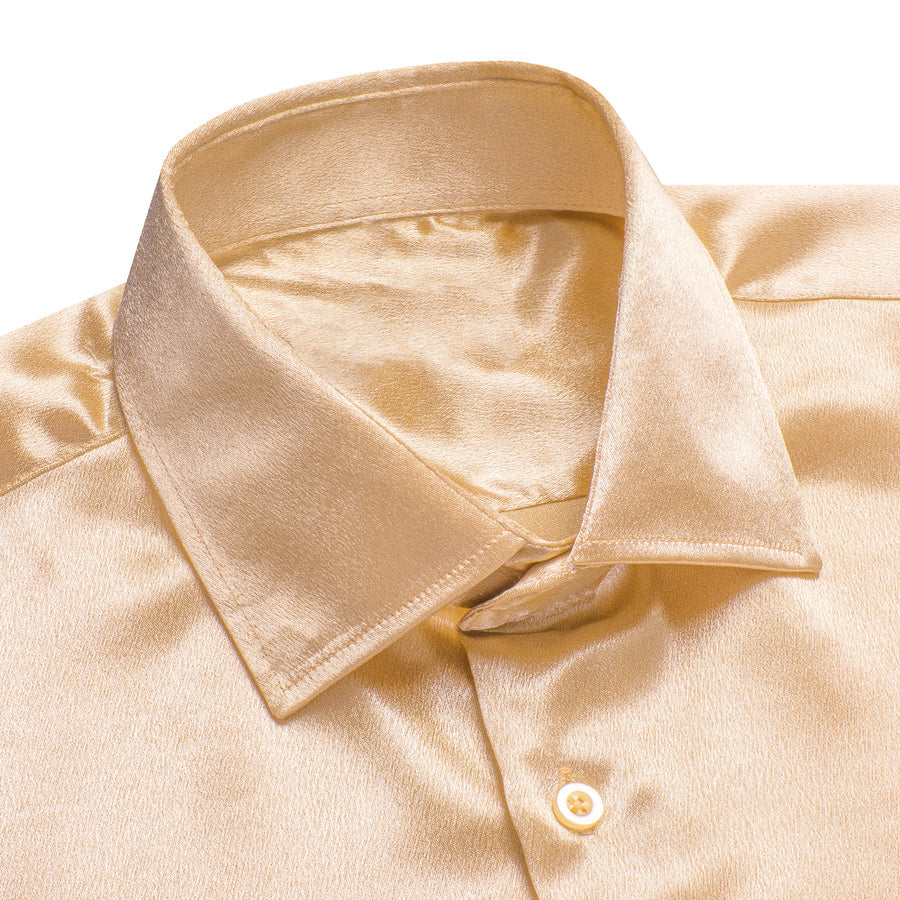 Champagne Solid Silk Dress Shirt shirt    - Sophisticated Gentlemen